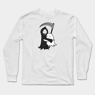 Grim Reaper & Ghost Hug | Friendship | Azrael & Specter Embrace Long Sleeve T-Shirt